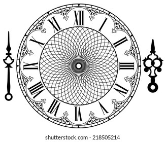 Vector vintage clock on white . Illustration clip art