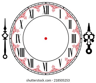 Vector vintage clock on white . Illustration clip art