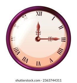 Vector vintage clock with roman numeral. antique wall clock-face dial.