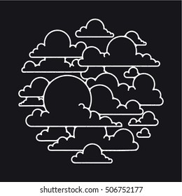 Vector vintage clouds illustration with textures. 