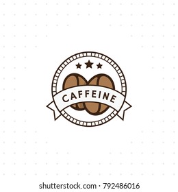 Vector vintage coffee logo. Vintage coffee badge and label. Coffee beans illustration. Caffeine logo. Coffee shop logo