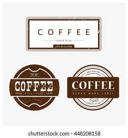Vector vintage coffee shop emblem logo design isolated. Retro style coffee store label insignia template. Coffee bean sign. Coffee seed icon.
