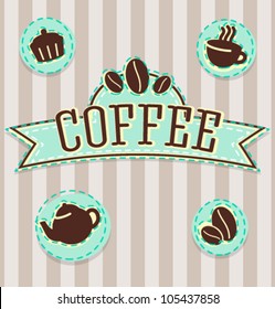 Vector vintage coffee shop logo and icons