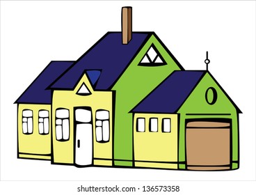 vector vintage color house isolated on white background