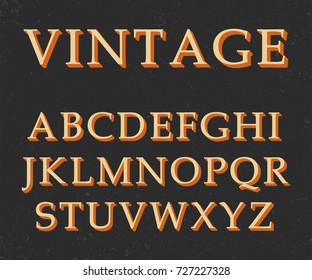 Vector of vintage colorful font and alphabet