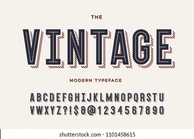 Vector vintage colorful typeface. Alphabet trendy typography sans serif style for party poster, printing on fabric, t shirt, promotion, decoration, stamp, label, special offer. Cool font. 10 eps