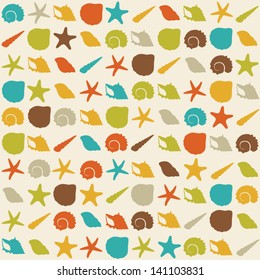 Vector vintage colors pattern with shells