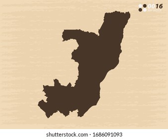 Mapa vectorial del Congo sobre fondo de papel antiguo.