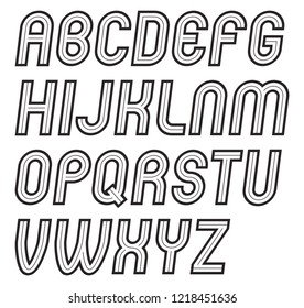 Vector vintage creative script, modern bold rounded alphabet letters set, for use as retro poster design elements.