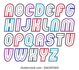 Vector vintage creative script, modern bold rounded alphabet letters set, for use as retro poster design elements.