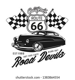 Vector vintage custom car, T-shirt Graphics, Vintage typography - Vector, t-shirt print, kid graphic, child wear textile, badges and design elements, print and banner emblem,