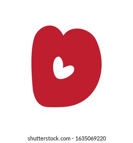 Vector Vintage Cute letter D. Calligraphy element logo Valentine Hand drawn heart sign for page decoration and design illustration. Love wedding card or invitation.