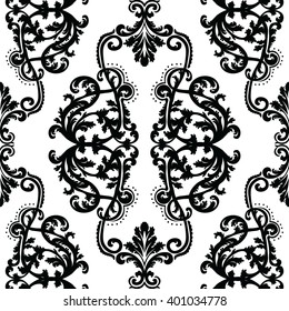 Vector Vintage Damask Baroque Pattern Wallpaper ornament Imperial style. Ornate floral element for fabric, textile, design, wedding invitations, greeting cards, wallpaper. Black color