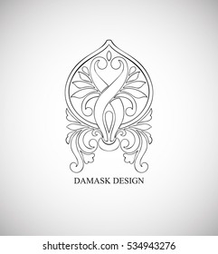 Vector vintage damask design. Design element retro style.