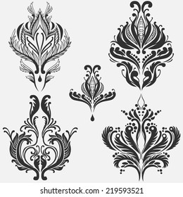 Vector vintage damask elements.