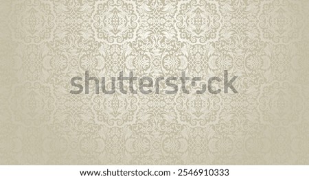 Vector vintage damask pattern in elegant beige tones. Decorative floral ornaments perfect for wallpaper, invitations, and luxury designs. Includes a working seamless pattern in the swatches panel