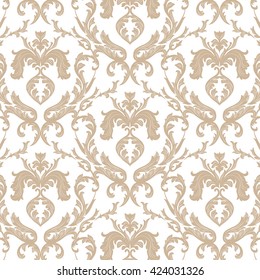 Vector Vintage Damask Pattern ornament Royal style. Ornate floral acanthus pattern for fabric, textile, design, wedding invitation, cards, wallpaper. Gold color