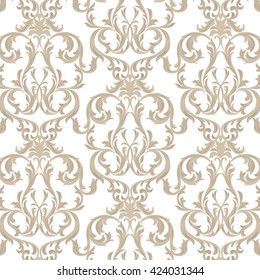 Vector Vintage Damask Pattern ornament Royal style. Ornate floral acanthus pattern for fabric, textile, design, wedding invitation, cards, wallpaper. Gold  color