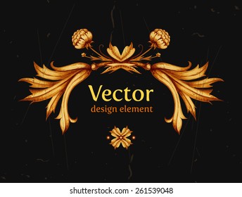 Vector vintage decor. Horizontal banner. Vintage label. Vintage frame. Retro style. Gold floral design element. High quality Vector illustration. Vintage decorative element. Frame.