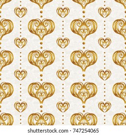 Vector vintage decor; ornate floral seamless pattern for design template. Victorian style element. Rococo decoration. Arabic golden motifs. Ornamental illustration for background, packing, wallpaper.