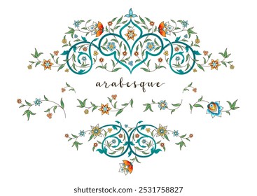 Vector vintage decoratie; sierlijke bloemenrand, frame, vignet, verdeler voor ontwerpsjabloon. Oriëntaalse stijl element. Luxe bloemmotief. Plaats voor tekst. Sierillustratie voor uitnodiging, kaart