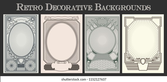 Vector Vintage Decorative Backgrounds for Postage Cards, Charters, Bills