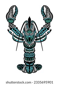 Vector vintage decorative cancer animal drawing. Hand drawn monochrome seafood illustration. Great for menu, poster or label.
