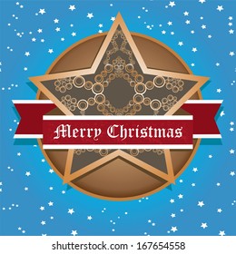 vector vintage decorative christmas star on night sky background / merry christmas card