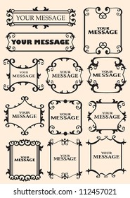 Vector vintage decorative design elements with decor, frames, etc.