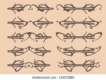 Vector vintage decorative design elements with decor, frames, etc.