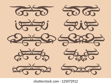 Vector vintage decorative design elements with decor, frames, etc.