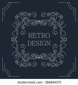 Vector vintage decorative frames. Retro design