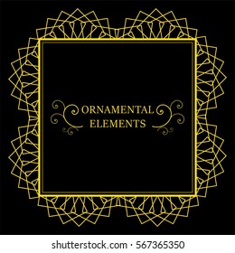 Vector vintage decorative ornamental element for design invitation card.
