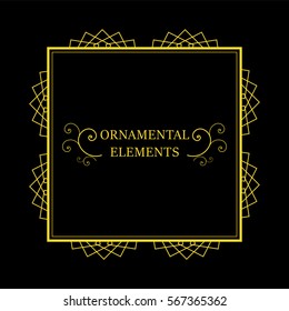 Vector vintage decorative ornamental element for design invitation card.