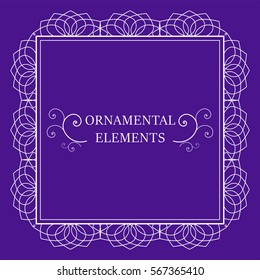 Vector vintage decorative ornamental element for design invitation card.