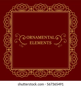 Vector vintage decorative ornamental element for design invitation card.