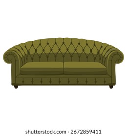 Vektor-Vintage-dekoratives Sofa, flaches Symbol einzeln auf weißem Hintergrund. Ideales Element für Web-, Spiel- und Werbedesigns im Retro-Möbelstil.