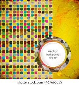 Diseño vectorial vintage. Grunge el fondo blanco colorea el patrón cuadrado. Ilustración retro con lugar para el texto.