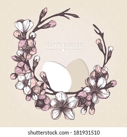 Vector vintage design for you Easter card or invitation with hand drawn illustrations 