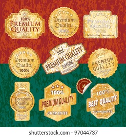 vector vintage designed golden grunge labels