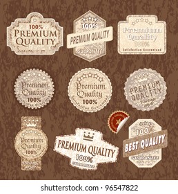 vector vintage designed labels with grunge wooden texture
