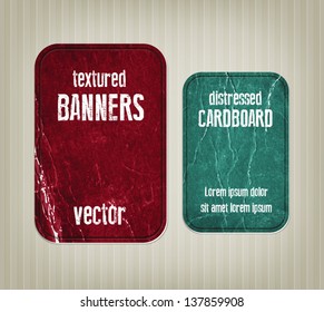 Vector vintage distressed crumpled cardboard banners
