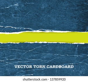 Vector vintage distressed crumpled torn cardboard background