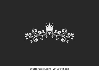 vector vintage dividers page decor with crowns and floral page line decorations ornament elements editable background