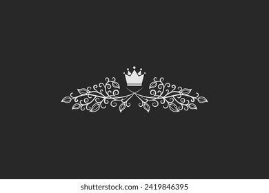 vector vintage dividers page decor with crowns and floral page line decorations ornament elements editable background