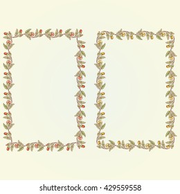 Vector vintage doodle flowers rectangle frame for text