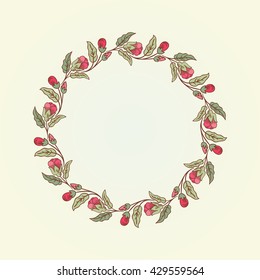 Vector vintage doodle flowers round frame for text
