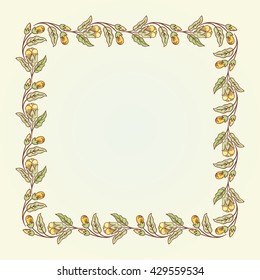 Vector vintage doodle flowers square frame for text