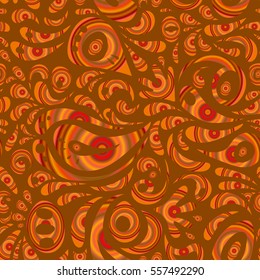 Vector vintage doodle ornament. Damask seamless pattern. Hand drawn illustration on brown. Design for fabric, wallpaper, background, invitation, wrapping and book covers. Oriental style.