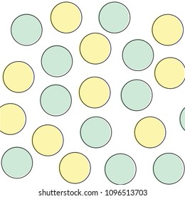 Vector Vintage Dots Circles Seamless Pattern Background With Fabric Texture. Perfect for nursery, birthday, circus or fair themed designs.